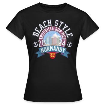 Strandstil Normandie Trouville - Frauen T-Shirt - Schwarz - Vorne - AI Model Female 172 dark (172cm)