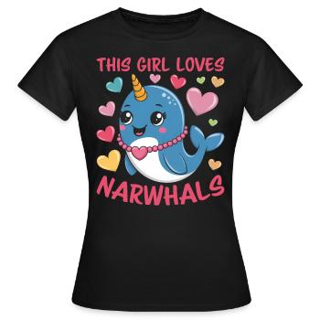 Narwal Spruch Narwale Lustiges Narwal Geschenk - Frauen T-Shirt - Schwarz - Vorne - AI Model Female 172 dark (172cm)