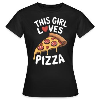 Pizza Spruch Witz Pizzeria Lustiges Pizza Geschenk - Frauen T-Shirt - Schwarz - Vorne - AI Model Female 172 dark (172cm)
