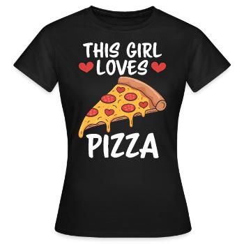 Pizza Spruch Witz Pizzeria Lustiges Pizza Geschenk - Frauen T-Shirt - Schwarz - Vorne - AI Model Female 172 dark (172cm)
