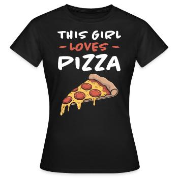 Pizza Spruch Witz Pizzeria Lustiges Pizza Geschenk - Frauen T-Shirt - Schwarz - Vorne - AI Model Female 172 dark (172cm)