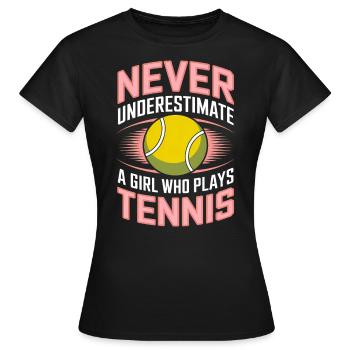 Tennis Saying Girl Funny Tennis Gift - Women's T-Shirt - black - Front - AI Model Female 172 dark (172cm)