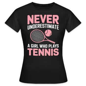 Tennis Saying Girl Funny Tennis Gift - Women's T-Shirt - black - Front - AI Model Female 172 dark (172cm)