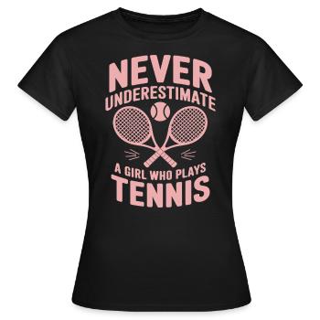 Tennis Saying Girl Funny Tennis Gift - Women's T-Shirt - black - Front - AI Model Female 172 dark (172cm)