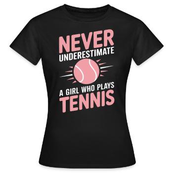 Tennis Saying Girl Funny Tennis Gift - Women's T-Shirt - black - Front - AI Model Female 172 dark (172cm)