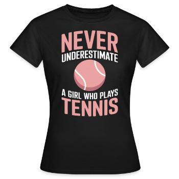 Tennis Saying Girl Funny Tennis Gift - Women's T-Shirt - black - Front - AI Model Female 172 dark (172cm)