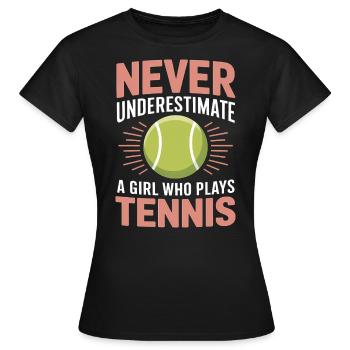 Tennis Saying Girl Funny Tennis Gift - Women's T-Shirt - black - Front - AI Model Female 172 dark (172cm)