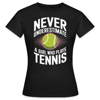 Tennis Saying Girl Funny Tennis Gift - Women's T-Shirt - black - Front - AI Model Female 172 dark (172cm)
