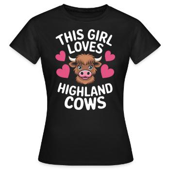 Highland Cow Highland Ecossais Highland Cattle Gift - T-shirt Femme - noir - Devant - AI Model Female 172 dark (172cm)