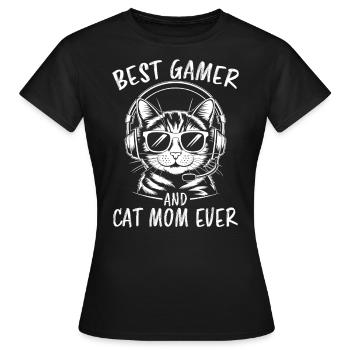 Gamer Saying Mom Cats Funny Gaming Gift - Women's T-Shirt - black - Front - AI Model Female 172 dark (172cm)