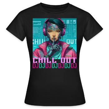 DJ chill out - T-shirt Femme - noir - Devant - AI Model Female 172 dark (172cm)