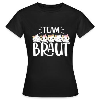 Team Braut JGA Katzen Hochzeit Junggesellenabschie - Frauen T-Shirt - Schwarz - Vorne - AI Model Female 172 dark (172cm)
