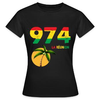 974 La Réunion Rastafari Rasta - T-shirt Femme - noir - Devant - AI Model Female 172 dark (172cm)