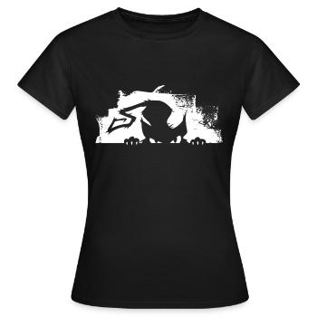 Chat, Chats, Méchant Kitty, gueule de bois, - T-shirt Femme - noir - Devant - AI Model Female 172 dark (172cm)