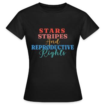 Rayures étoilées et droits de reproduction - T-shirt Femme - noir - Devant - AI Model Female 172 dark (172cm)