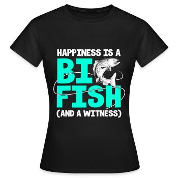 Forelle Forellenteich Angelrute Angler Anglerfisch - Frauen T-Shirt - Schwarz - Vorne - AI Model Female 172 dark (172cm)