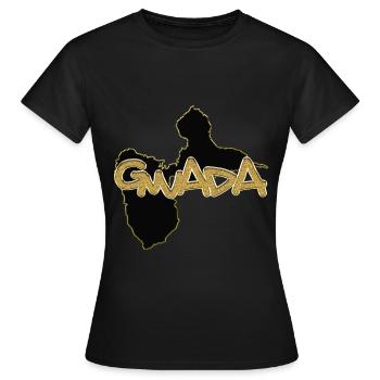 Gwada Or Carte Guadeloupe Luxueuse - T-shirt Femme - noir - Devant - AI Model Female 172 dark (172cm)