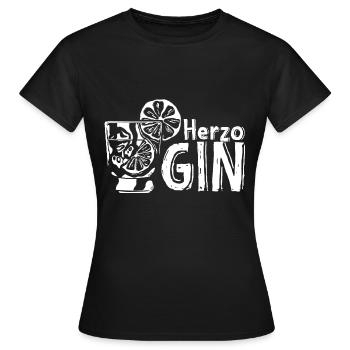GIN HerzoGIN - Geschenk für Gin Liebhaberin Gin - Frauen T-Shirt - Schwarz - Vorne - AI Model Female 172 dark (172cm)