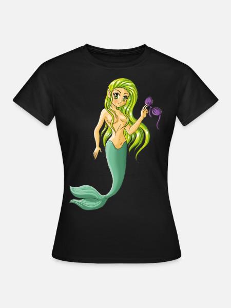 Nixe - Meerjungfrau - Frauen T-Shirt - Schwarz