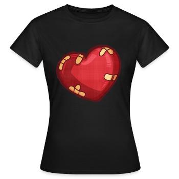 Herz mit Pflaster - Frauen T-Shirt - Schwarz - Vorne - AI Model Female 172 dark (172cm)