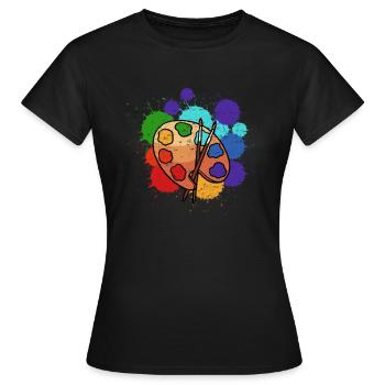 La palette de l'artiste-peintre - T-shirt Femme - noir - Devant - AI Model Female 172 dark (172cm)