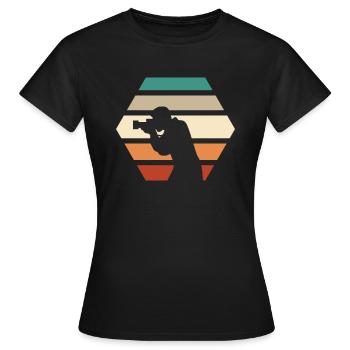 photographer photographer photographer - Women's T-Shirt - black - Front - AI Model Female 172 dark (172cm)
