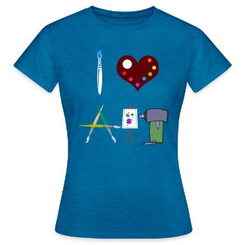 Kunstlehrer Künstler - Frauen T-Shirt - Antikblaues Saphir meliert - Vorne - AI Model Female 172 dark (172cm)