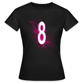 8 - Frauen T-Shirt - Schwarz - Vorne - AI Model Female 172 dark (172cm)