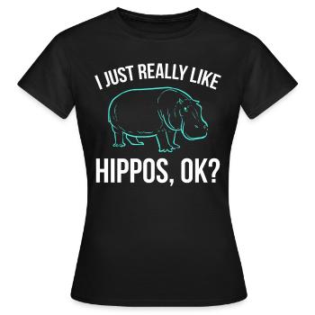 Flusspferde Nilpferd Großflusspferd Hippopotamus - Frauen T-Shirt - Schwarz - Vorne - AI Model Female 172 dark (172cm)