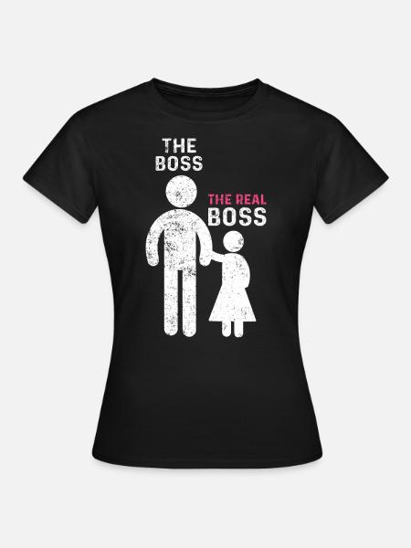 The Real Boss Vater Mädchen Tochter - Dame-T-shirt - sort