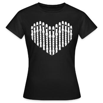 Flöte Blockflöte Herz Flötenspieler - Frauen T-Shirt - Schwarz - Vorne - AI Model Female 172 dark (172cm)