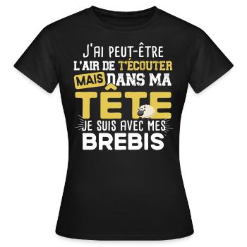 Brebis Mouton Agneau Laine Humour Ferme Agricole - T-shirt Femme - noir - Devant - AI Model Female 172 dark (172cm)