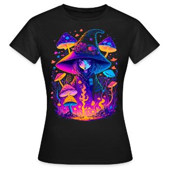 Sorcière aux champignons psychédéliques - Walpurgis Night - T-shirt Femme - noir - Devant - AI Model Female 172 dark (172cm)