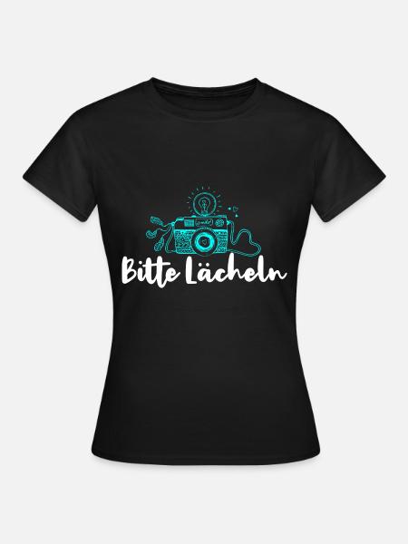 Bitte Lächeln Kamera Fotografieren - Frauen T-Shirt - Schwarz