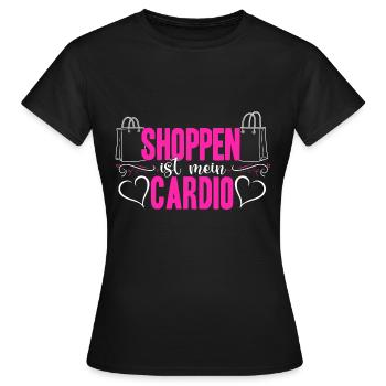 Shoppen Cardio Einkaufen Shopping Süchtig Shopping - Frauen T-Shirt - Schwarz - Vorne - AI Model Female 172 dark (172cm)