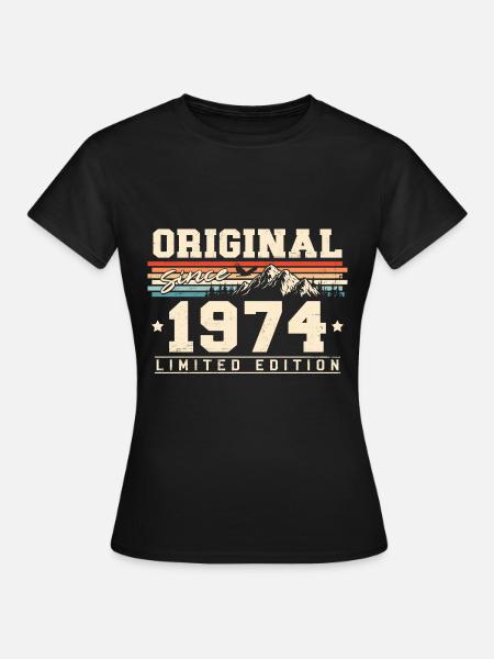 Jahrgang 1974 geboren Vintage Geburtstag Geschenk - Frauen T-Shirt - Schwarz