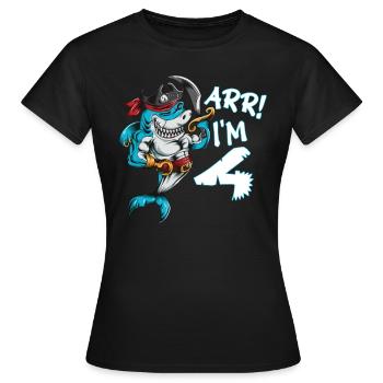 Geburtstag vierjährige Hai Piratenkostüm ARR I'm 4 - Frauen T-Shirt - Schwarz - Vorne - AI Model Female 172 dark (172cm)