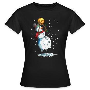 Schneemann Basketballsport Basketball im Schnee - Frauen T-Shirt - Schwarz - Vorne - AI Model Female 172 dark (172cm)