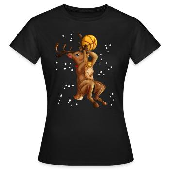 Rentier spielt Basketball Weihnachten Basketballer - Frauen T-Shirt - Schwarz - Vorne - AI Model Female 172 dark (172cm)