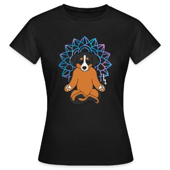 Chemise Chien Yoga Mandala Drôle Spirituel Med - T-shirt Femme - noir - Devant - AI Model Female 172 dark (172cm)