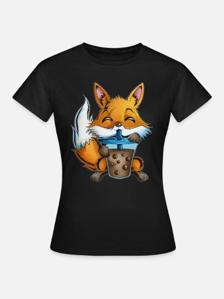 Renard Bébé Renard Mama Forest Animal Bubble Tea Renards - T-shirt Femme - noir