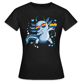 Herzen Luftblasen unter Wasser LGBTQ Herz Axolotl - Frauen T-Shirt - Schwarz - Vorne - AI Model Female 172 dark (172cm)