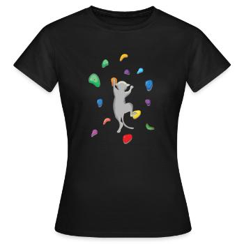 Mur d’escalade de chat domestique - T-shirt Femme - noir - Devant - AI Model Female 172 dark (172cm)