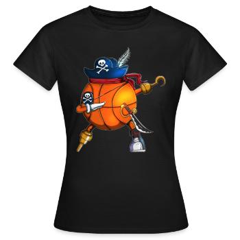 Pirat Basketball mit Haken und Augenklappe Kinder - Frauen T-Shirt - Schwarz - Vorne - AI Model Female 172 dark (172cm)