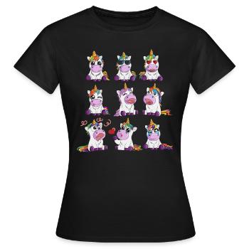 Einhorn Emotion verliebt lachen spaßig traurig - Frauen T-Shirt - Schwarz - Vorne - AI Model Female 172 dark (172cm)