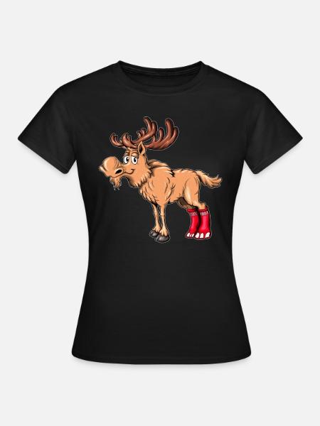 Orignal Vache Orignal Taureau Rennes avec Chaussettes Socquettes - T-shirt Femme - noir