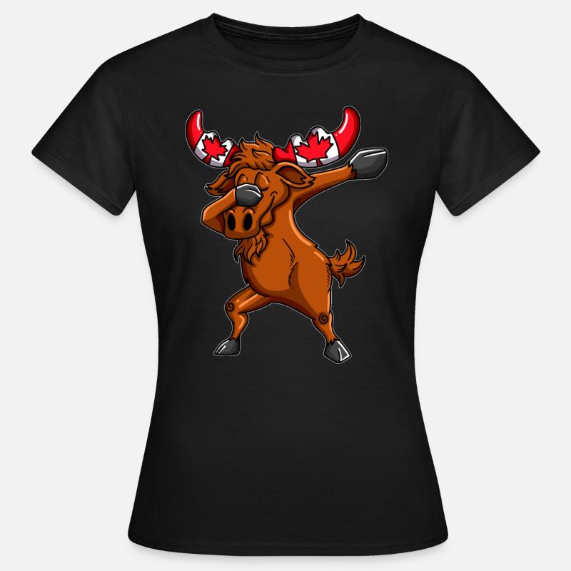 Orignal canadien avec dab dab du drapeau du Canada - T-shirt Femme - noir