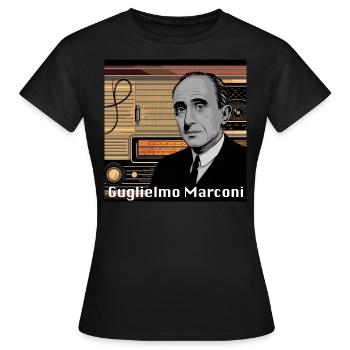 Patrimoine de l’Humanité - Guglielmo Marconi - T-shirt Femme - noir - Devant - AI Model Female 172 dark (172cm)