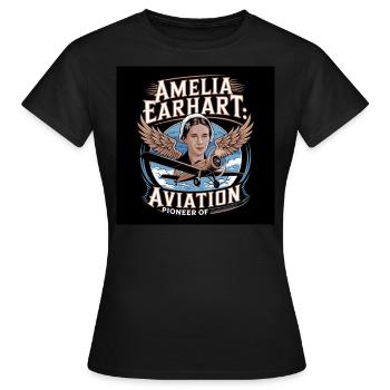 Erbe der Menschheit - Amelia Earhart - Frauen T-Shirt - Schwarz - Vorne - AI Model Female 172 dark (172cm)