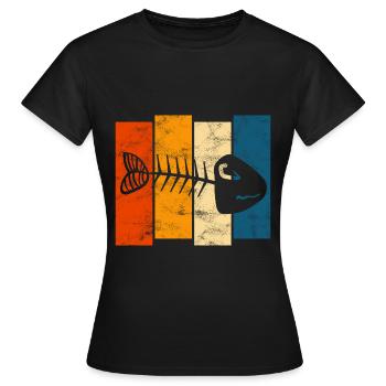 Arête de poisson pour les pêcheurs, les pêcheurs et les enfants | Poissons - T-shirt Femme - noir - Devant - AI Model Female 172 dark (172cm)
